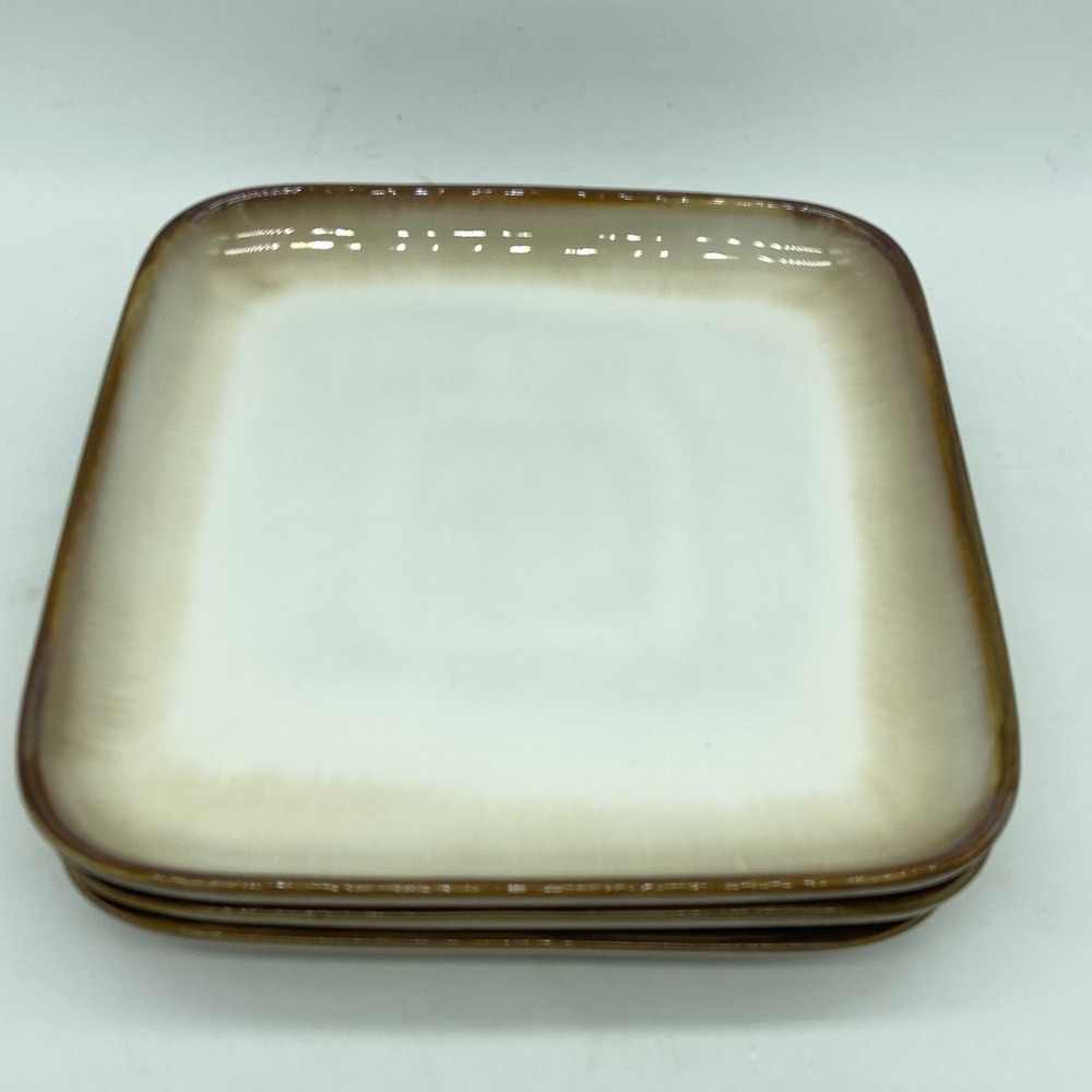 Sango Plates Visions Cocoa Square Salad Ombre Brown Stoneware Dinnerware 7.5" - Picture 3 of 9
